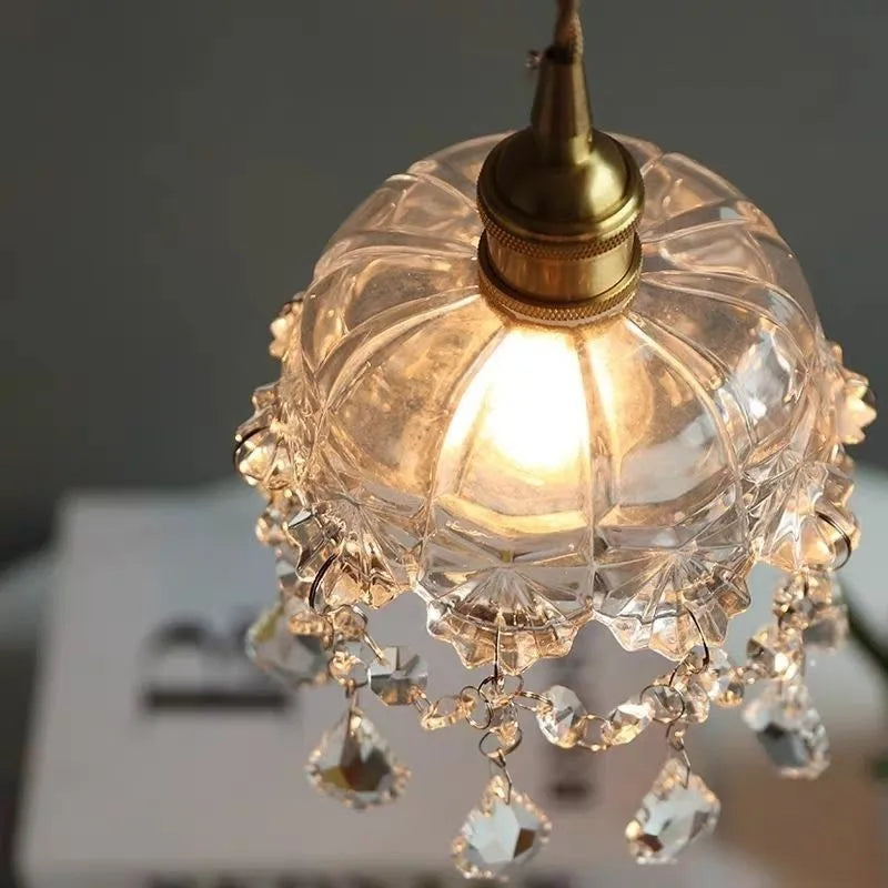Axyaa Clear Glass Crystal LED Pendant Light for Luxury Home Decor