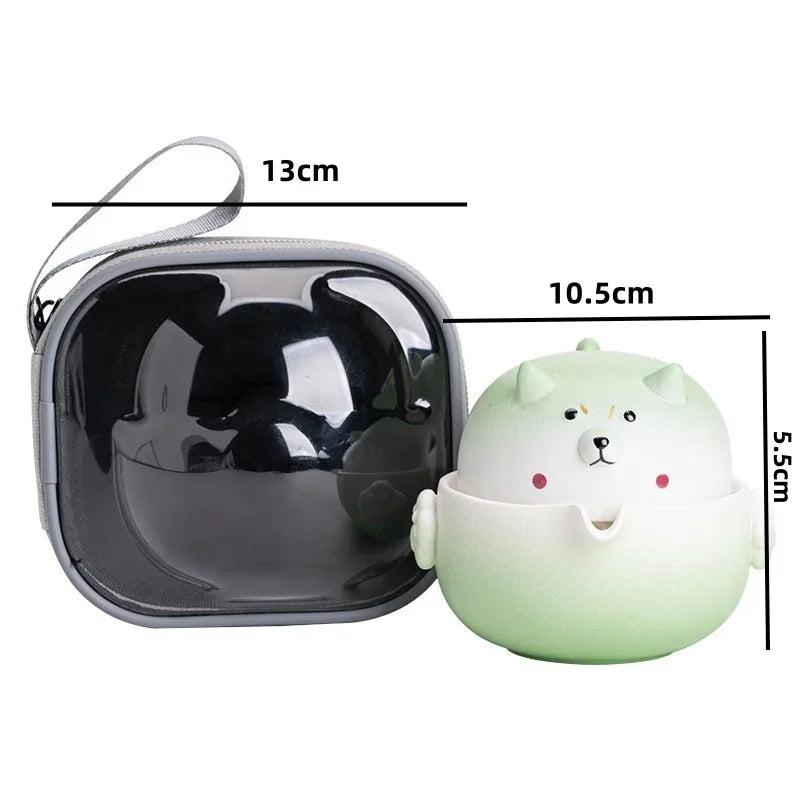 Axyaa 160ML Quick Cup Travel Tea Set with Storage Bag, Kung Fu Teapot Teacup