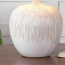 Axyaa White Ceramic LED Table Lamp with Cloth Lampshade for Bedroom and Studio
