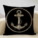 Axyaa Nautical Pattern Linen Cushion Cover 45x45cm for Home Sofa Decoration