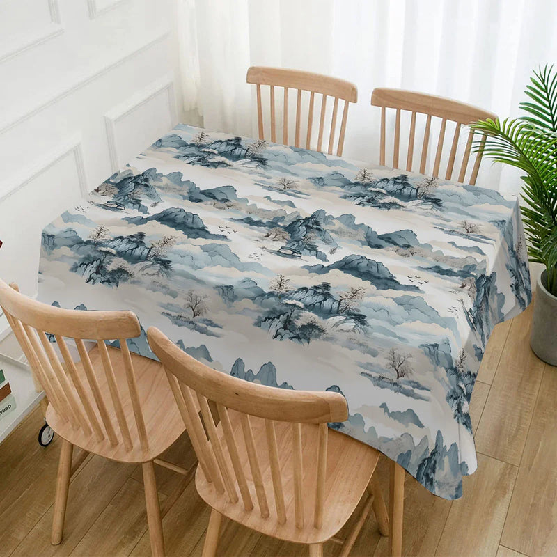 Axyaa Mountain Breeze Tablecloth: Elegant, Waterproof, & Stain Resistant Home Decor