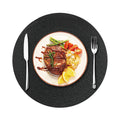 Axyaa Christmas Black Round Woven Placemats Set for Kitchen Tables - 6PCS