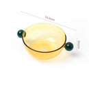 Axyaa Two Tone Glass Bowl with Ball Handles - Solid Color Glass Bowl