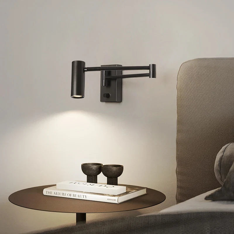 Axyaa Modern Black Adjustable LED Wall Lamp for Bedroom Living Room Reading