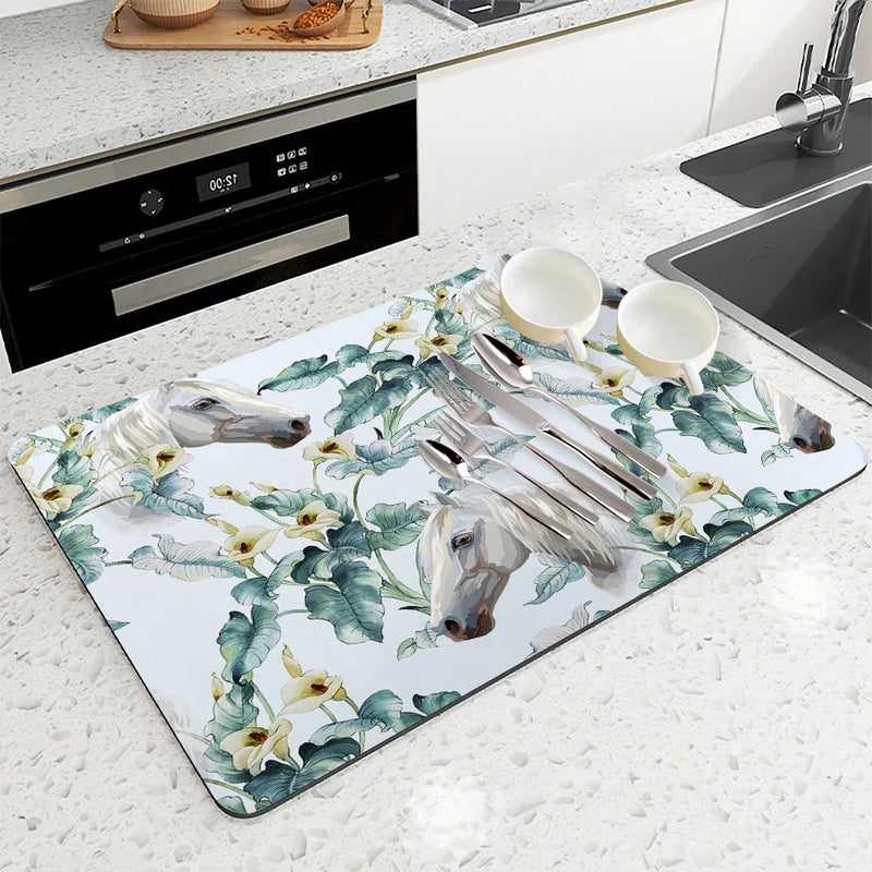 Axyaa Non-Slip Absorbent Drying Mat for Kitchen Counter and Tableware