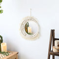 Axyaa Macrame Round Mirror | Boho Aesthetic Room Decor for Bedroom & Living Room