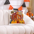 Embroidered Pumpkin Halloween Pillowcase by Axyaa - Cotton Throw Cushion Cover