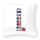 Axyaa Striped Alphabet Decorative Cushion Cover in Blue and White, 45x45cm
