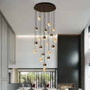 Axyaa LED Crystal Ball Chandelier - Round Gold Staircase Lighting Fixtures