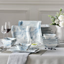 Axyaa Flora 26-Piece Marble Blue Porcelain Tableware Set for 6