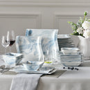 Axyaa Flora Marble Blue Porcelain Tableware Set for 6