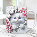 Axyaa Wall Cat Coffee Mug - Kitty Lover Friends Gift