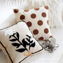 Axyaa Brown Plant Oat Cream Sofa Pillow Cover Retro Premium Cushion Cover