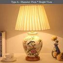 Axyaa Ceramic Flower Bird Table Lamp with Fabric Lampshade - LED Floor Light for Living Room and Bedroom