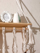 Axyaa Macrame Floating Wall Shelf with Photo Display - Boho Home Decor Gift