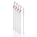 Axyaa Glass Drinking Straws Bent Set with Brush - Milk Shake Coffee Cocktail Straw