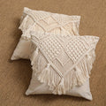 Bohemian Woven Tassel Throw Pillow Case, Axyaa Brand Decorative Cushion Cover, 18x18 in