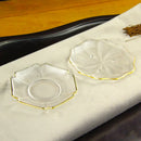 Axyaa Gold Rim Glass Saucer Plates for Tea Coffee Cup - Set of 1