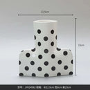 Axyaa Striped Wave Point Ceramic Vase - Geometric Flower Pot Home Decor
