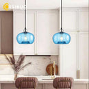 Axyaa Blue Bubble Glass Pendant Lights: Adjustable Hanging Fixtures for Living Room, Bedroom, Kitchen Island