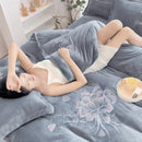 Axyaa Princess Style Embroidered Baby Fleece Four-Piece Quilt Cover, Large Size