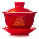 Axyaa Large White Porcelain Gaiwan Tea Set with Zisha Teacup