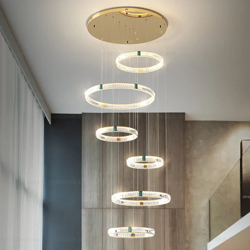 Luxury Duplex Crystal Chandelier & Modern Living Room Set by Axyaa