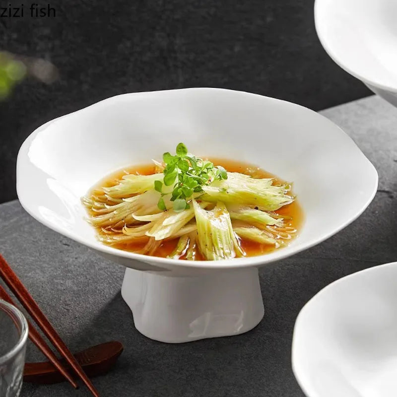 Axya Flower Ceramic Dessert Plate Set for Molecular Cuisine Display
