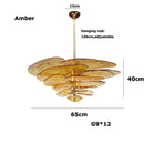 Colorized Glass Leaves Chandelier by Axyaa: Stoned Art Glass, Dimming Function