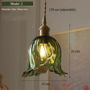 Axyaa Green Glass Pendant Lamp: Retro Nordic Luxury LED Chandelier for Home Decor