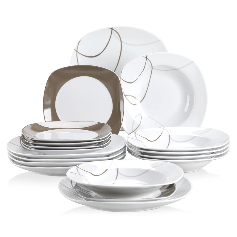 Axya™ 36-Piece Ceramic Porcelain Kitchen Dinner Plates Set - Tableware Collection