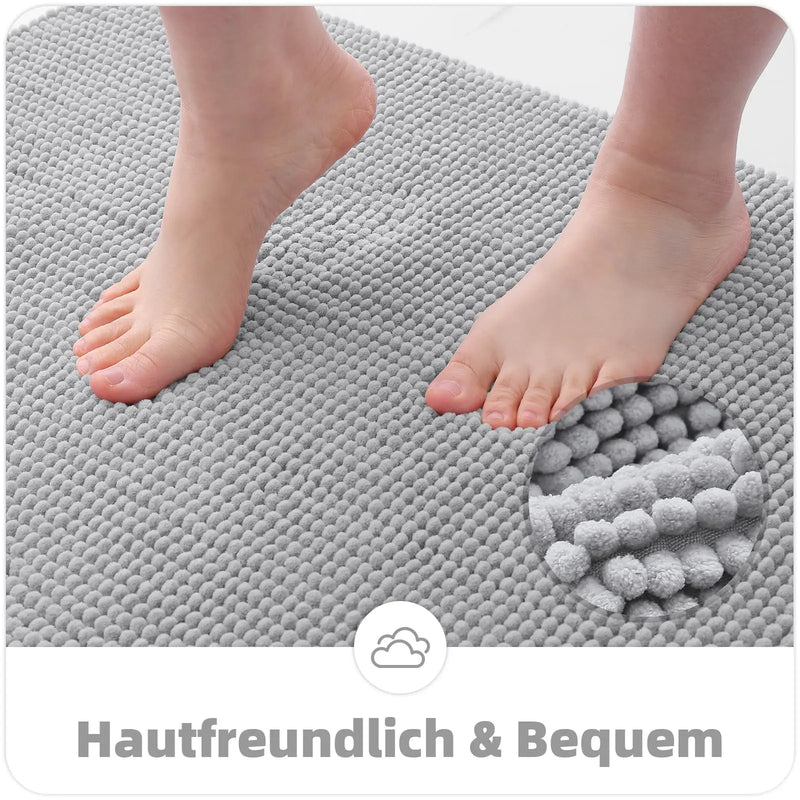 Axyaa Chenille Bathroom Mats - Ultra Soft, Non-slip, Plush Microfiber Rugs
