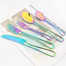 Gold Cutlery Set Stainless Steel Dinnerware Axyaa Tableware Party Kitchen Flatware