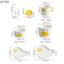 Axyaa Duck Ceramic Tableware Set - Shallow Plate, Soup Bowl, Seasoning Dish, Snack Plate