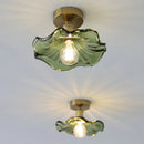 Axyaa Vintage Brass Glass Lotus Leaf Ceiling Light for Restaurant Bar Aisle