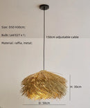Axyaa Straw Hat Pendant Chandelier, Nordic Retro Rattan LED Drop Lamp