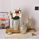 Axyaa Golden Ceramic Luxury Vase Storage Bottle Flowerpot Ornament