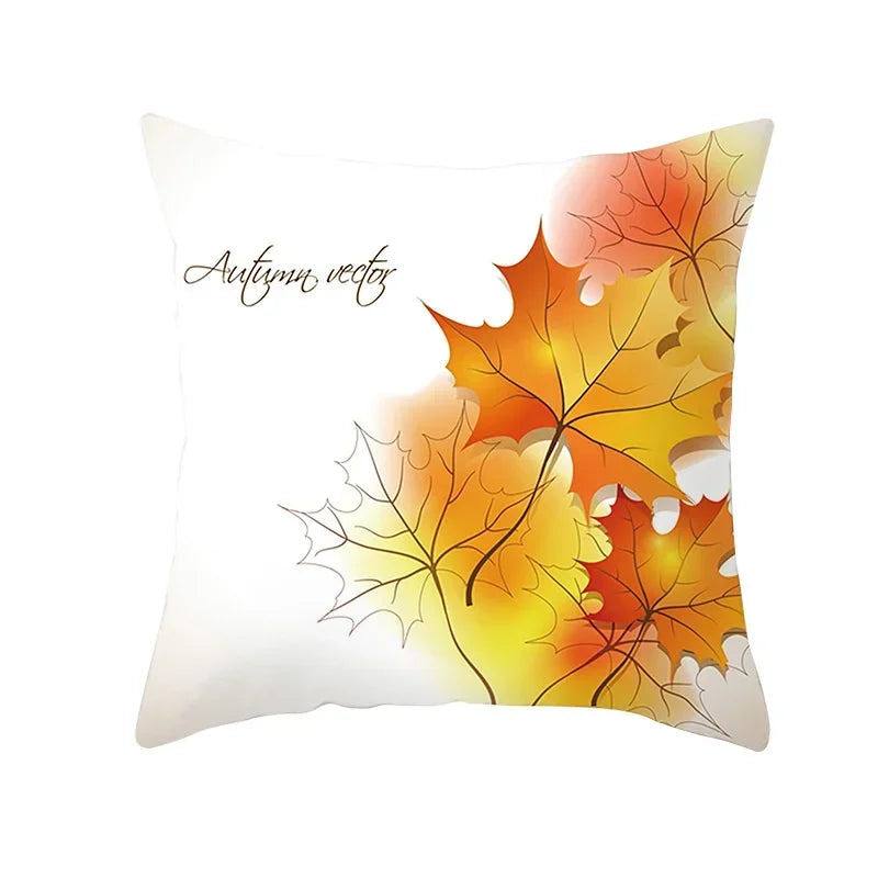 Axyaa Autumn Maple Leaves Pillow Cases with Fresh Print Flower Plant Custom Polyester Cover
