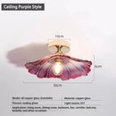 Axyaa Nordic Lotus Leaf Shape Copper Glass Pendant Light