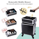 Axyaa 3-in-1 Rolling Makeup Case with Large Capacity and Lockable Wheels