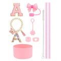 Axyaa 10pcs Tumbler Accessories Set: Straw, Cover, Cap, Boot, Stopper, Keychain, Charm