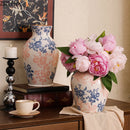 Axyaa Blue White Porcelain Vase Plant Pots Floral Room Decor