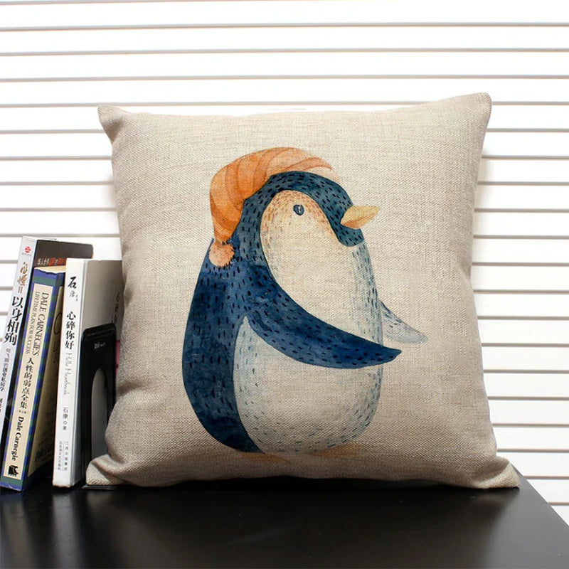 Animal Penguin Cushion Cover 45x45, Axyaa Brand - Cute & Funny Decorative Pillowcase