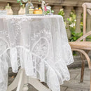 White Lace Tablecloth by Axyaa - Elegant Floral Embroidered Cover for Dinning & Wedding Tables