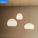 Axyaa White Knitted Fabric Pendant Light: Modern Spanish Designer Mushroom Lamp for Home Decor