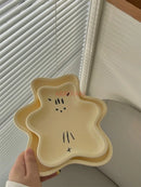 Axyaa Cream Bear Cute 3D Alien Ceramic Dessert Salad Plate - Household Tableware