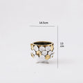 Axyaa Geometric Gold Leaf Ceramic Vase with Hand-Applique, Home Decor Accessory
