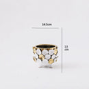 Axyaa Geometric Gold Leaf Ceramic Vase with Hand-Applique, Home Decor Accessory