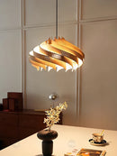 Axyaa Wooden Moon Chandelier Nordic Spiral Pendant Light Solid Walnut Basswood