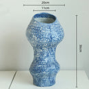Axyaa Blue Ceramic Vase Hydroponics Terrarium Flowerpot Home Decor Accessories